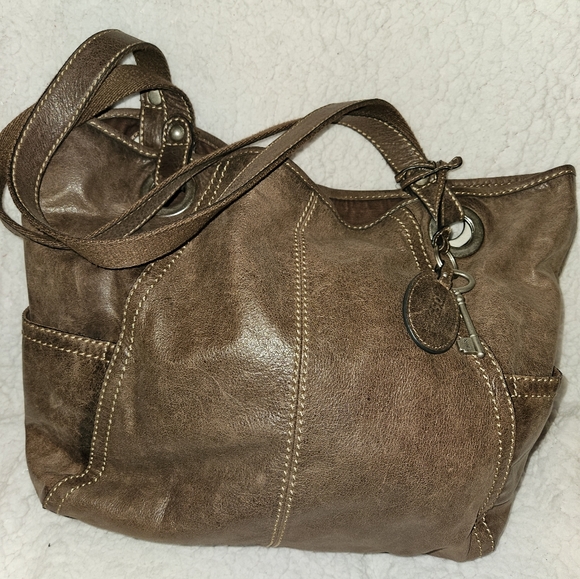 Fossil Brown Metallic Weekend Travel Bag/ Shopping bag. - Picture 1 of 3